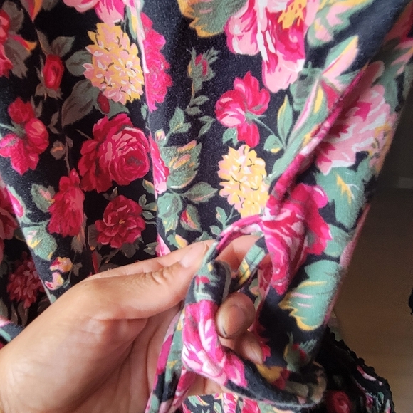 Vintage Robe Floral Print Victoria's Secret Cotton Belt P/S Long Wrap Pockets - Picture 13 of 16